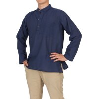 Stehkragenhemd dünne Baumwolle blau L