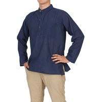 Stehkragenhemd dünne Baumwolle blau XL