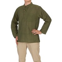 Stehkragenhemd dünne Baumwolle grün XL