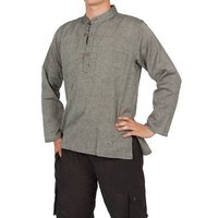 Stehkragenhemd dünne Baumwolle grau XL