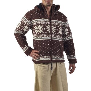 Norweger Wolljacke Snowflake braun XXL