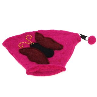 Kelchförmiger Filzbeutel "Butterfly" pink