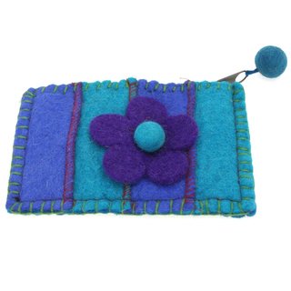 Patch - Filzgeldbeutel Flower groß blau / türkis