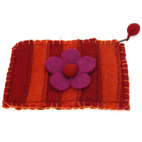 Patch - Filzgeldbeutel Flower groß rot / orange