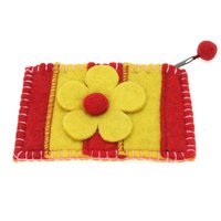 Patch - Filzgeldbeutel Flower groß rot / gelb