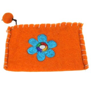 Bestickter Filzgeldbeutel mit verschiedenen Motiven Blume orange