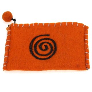 Bestickter Filzgeldbeutel mit verschiedenen Motiven Spirale orange