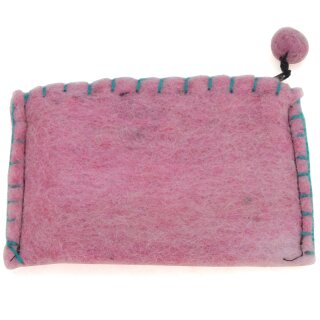 Bestickter Filzgeldbeutel mit verschiedenen Motiven Spirale rosa