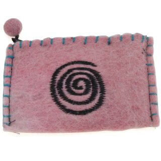 Bestickter Filzgeldbeutel mit verschiedenen Motiven Spirale rosa