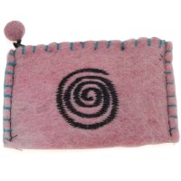 Bestickter Filzgeldbeutel mit verschiedenen Motiven Spirale rosa