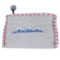 Bestickter Filzgeldbeutel mit verschiedenen Motiven Gebirge hellgrau
