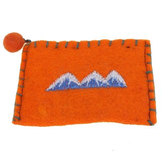 Bestickter Filzgeldbeutel mit verschiedenen Motiven Gebirge orange