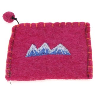 Bestickter Filzgeldbeutel mit verschiedenen Motiven Gebirge pink