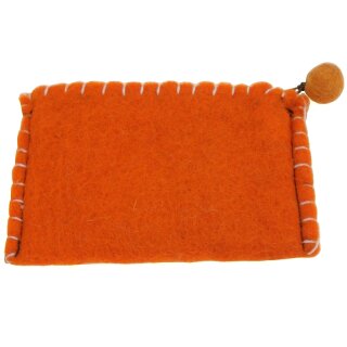 Bestickter Filzgeldbeutel mit verschiedenen Motiven Pilz orange