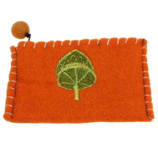 Bestickter Filzgeldbeutel mit verschiedenen Motiven Pilz orange