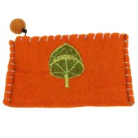 Bestickter Filzgeldbeutel mit verschiedenen Motiven Pilz orange
