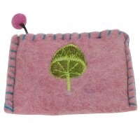 Bestickter Filzgeldbeutel mit verschiedenen Motiven Pilz rosa