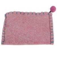Bestickter Filzgeldbeutel mit verschiedenen Motiven Pilz rosa