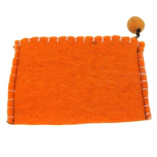 Bestickter Filzgeldbeutel mit verschiedenen Motiven Nepal Fahne orange