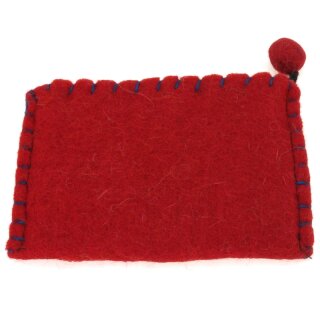 Bestickter Filzgeldbeutel mit verschiedenen Motiven Nepal Fahne rot
