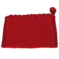 Bestickter Filzgeldbeutel mit verschiedenen Motiven Nepal Fahne rot