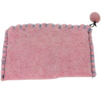 Bestickter Filzgeldbeutel mit verschiedenen Motiven Nepal Fahne rosa
