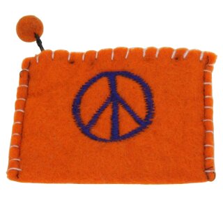 Bestickter Filzgeldbeutel mit verschiedenen Motiven Peace orange