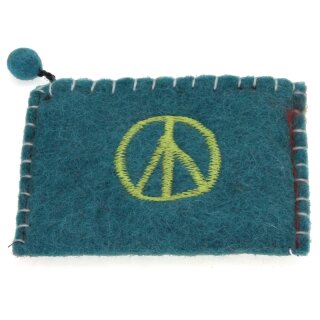 Bestickter Filzgeldbeutel mit verschiedenen Motiven Peace petrol