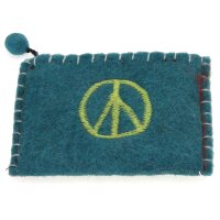 Bestickter Filzgeldbeutel mit verschiedenen Motiven Peace petrol