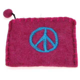 Bestickter Filzgeldbeutel mit verschiedenen Motiven Peace pink
