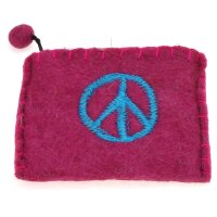 Bestickter Filzgeldbeutel mit verschiedenen Motiven Peace pink