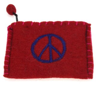 Bestickter Filzgeldbeutel mit verschiedenen Motiven Peace rot