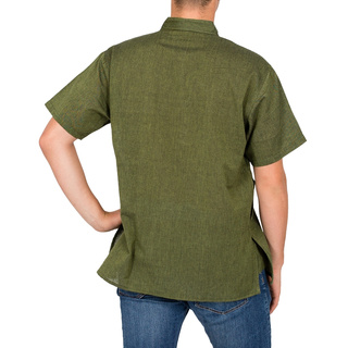 Stehkragenhemd kurzarm grün L