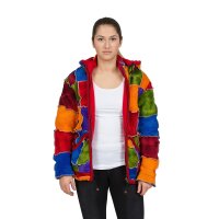 Batik Patchwork Wolljacke mit langer Zipfelkapuze XXL