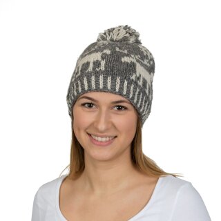 Bommelmütze "Reindeer" grau