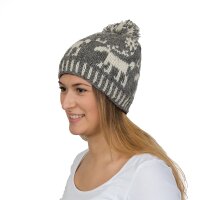 Bommelmütze "Reindeer" grau