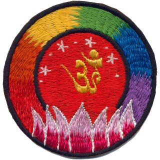 Regenbogen Om Aufnäher rot