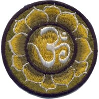 Om Blume Mandala Aufnäher weiß / grün