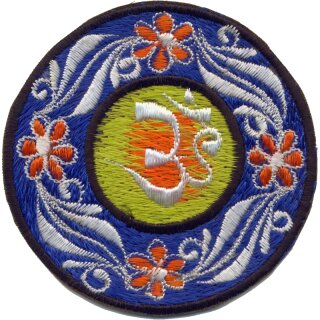 Om & Blume Aufnäher blau / grün