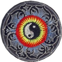 Ying Yang Mandala Aufnäher grau