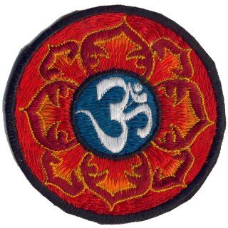 Om Mandala Aufnäher rot / türkis