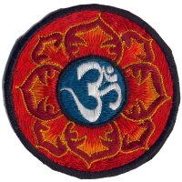 Om Mandala Aufnäher rot / türkis