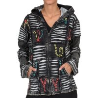 Goa Zipfelkaputzenjacke Flower schwarz