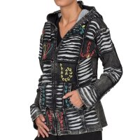 Goa Zipfelkaputzenjacke "Flower" schwarz M