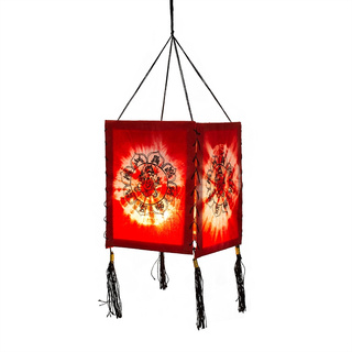 Lampenschirm aus Baumwolle Ganesha rot