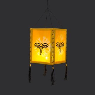 Lampenschirm aus Baumwolle Buddha Eye gelb