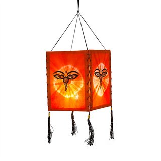 Lampenschirm aus Baumwolle Buddha Eye orange