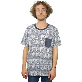 T-Shirt mit Ethno Muster Elephant blau XL