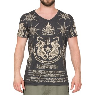 Thai Tempel Tattoo T-Shirt Tiger schwarz L