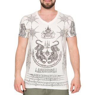 Thai Tempel Tattoo T-Shirt Tiger weiss L
